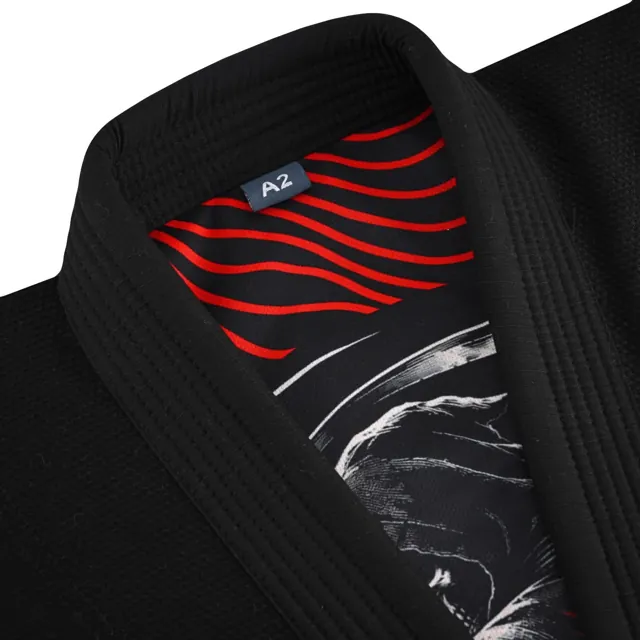 Black gi collar with lining and A2 size label